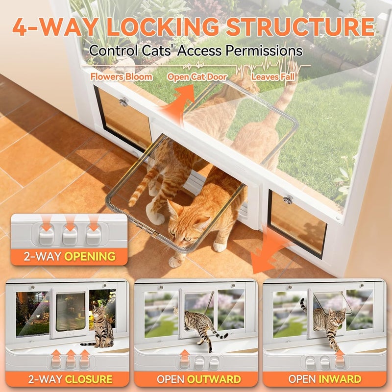 LIBBEPET Cat Door for Window, Aluminum Window Cat Door Insert Fit Windows Width 27"-32", Cat Flap for Window with Magnetic Flap Opening 7.8 x 8.3 in, Tool-Free Install, Safety & Weatherproof, Medium - Image 2